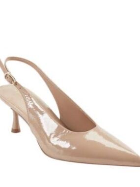 Marc Fisher LTD Reynna Pointed Toe Slingback Pump Natural Patent Size 7.5